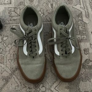 Green and white vans